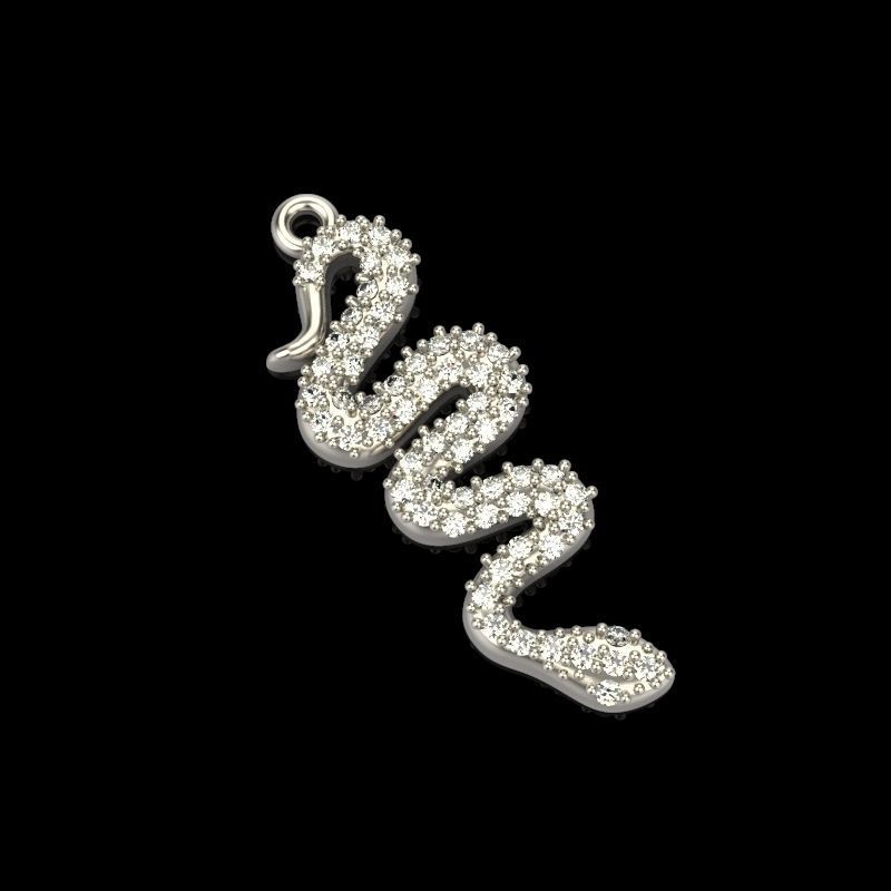 Women Snake Pendant with gems 3dm stl 3D print model 3D print model_8