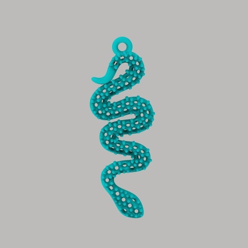 Women Snake Pendant with gems 3dm stl 3D print model 3D print model_22
