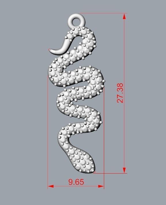 Women Snake Pendant with gems 3dm stl 3D print model 3D print model_27