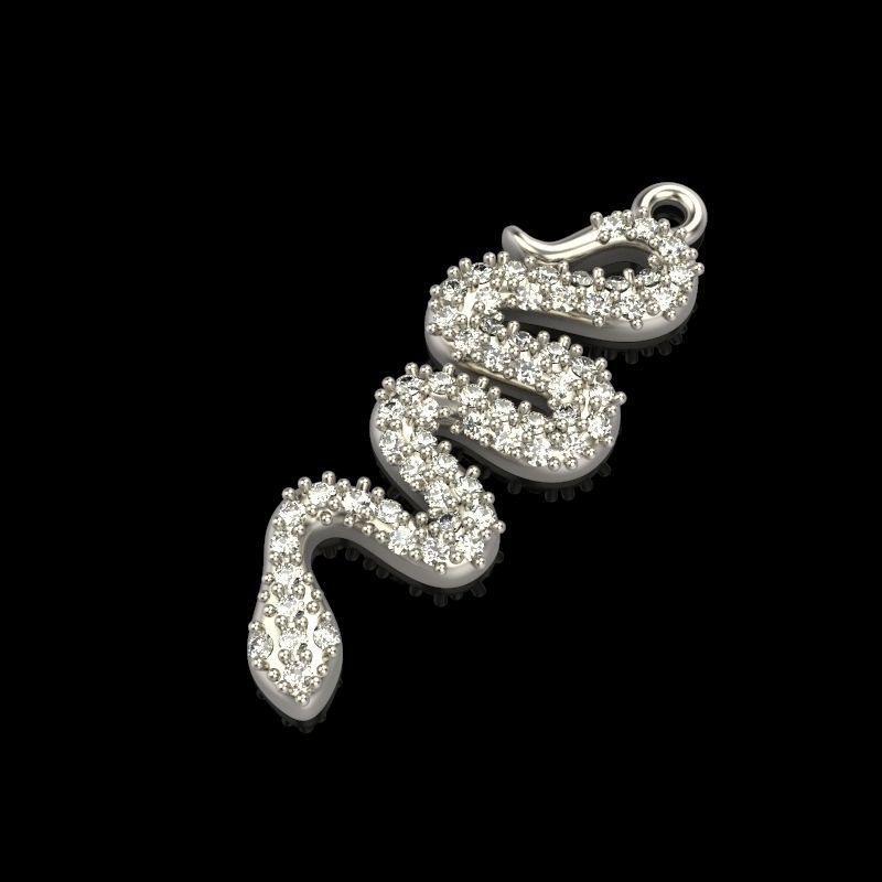 Women Snake Pendant with gems 3dm stl 3D print model 3D print model_6