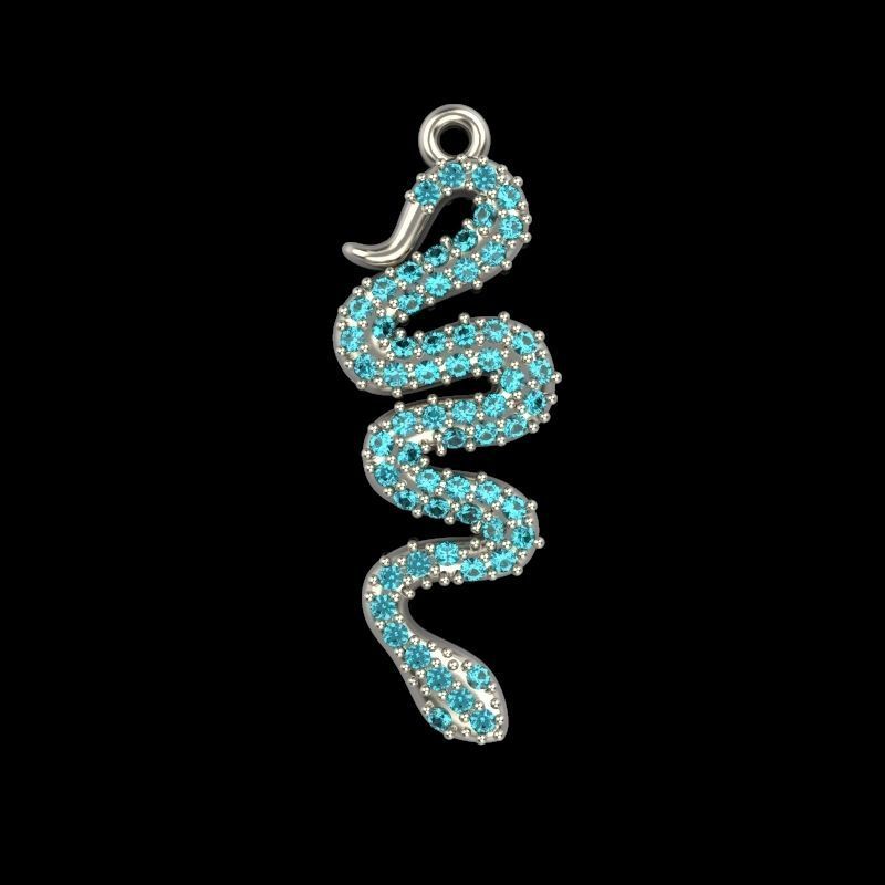 Women Snake Pendant with gems 3dm stl 3D print model 3D print model_18