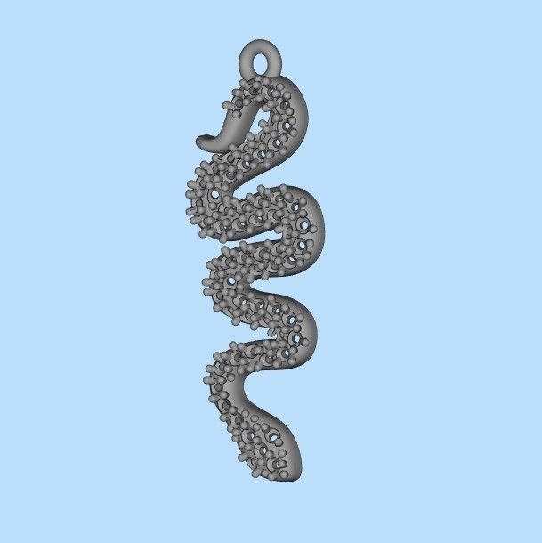 Women Snake Pendant with gems 3dm stl 3D print model 3D print model_33