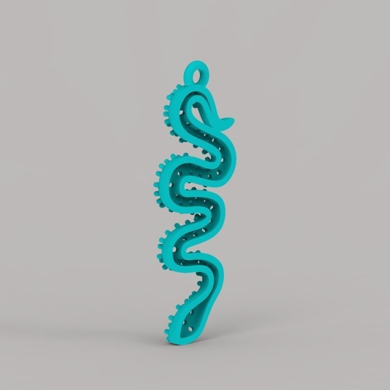 Women Snake Pendant with gems 3dm stl 3D print model 3D print model_24