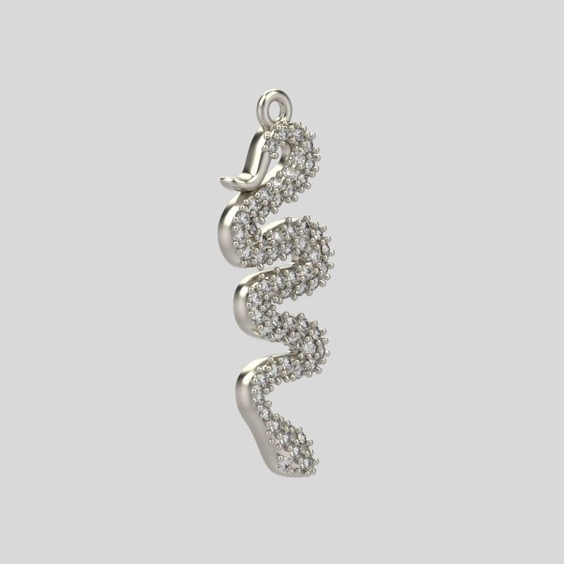 Women Snake Pendant with gems 3dm stl 3D print model 3D print model_5