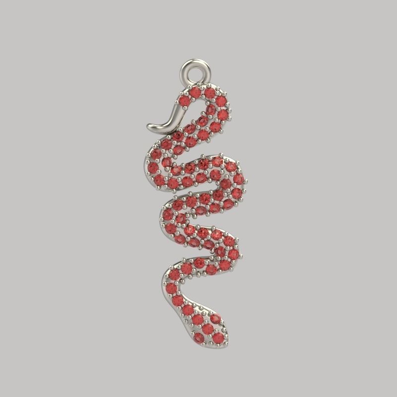 Women Snake Pendant with gems 3dm stl 3D print model 3D print model_19