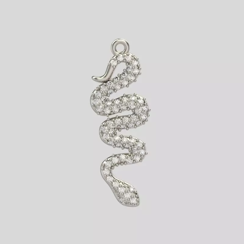 Women Snake Pendant with gems 3dm stl 3D print model 3D print model_0