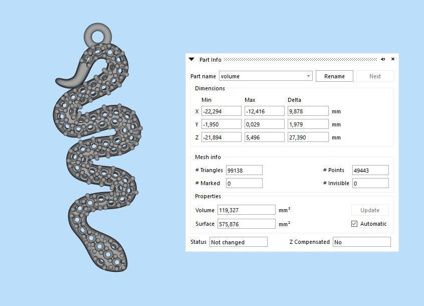 Women Snake Pendant with gems 3dm stl 3D print model 3D print model_32