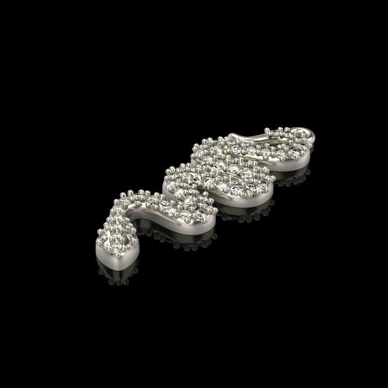 Women Snake Pendant with gems 3dm stl 3D print model 3D print model_4
