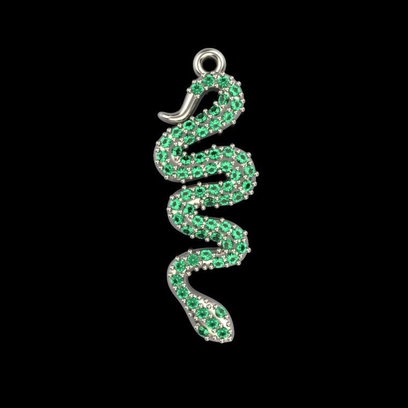 Women Snake Pendant with gems 3dm stl 3D print model 3D print model_16