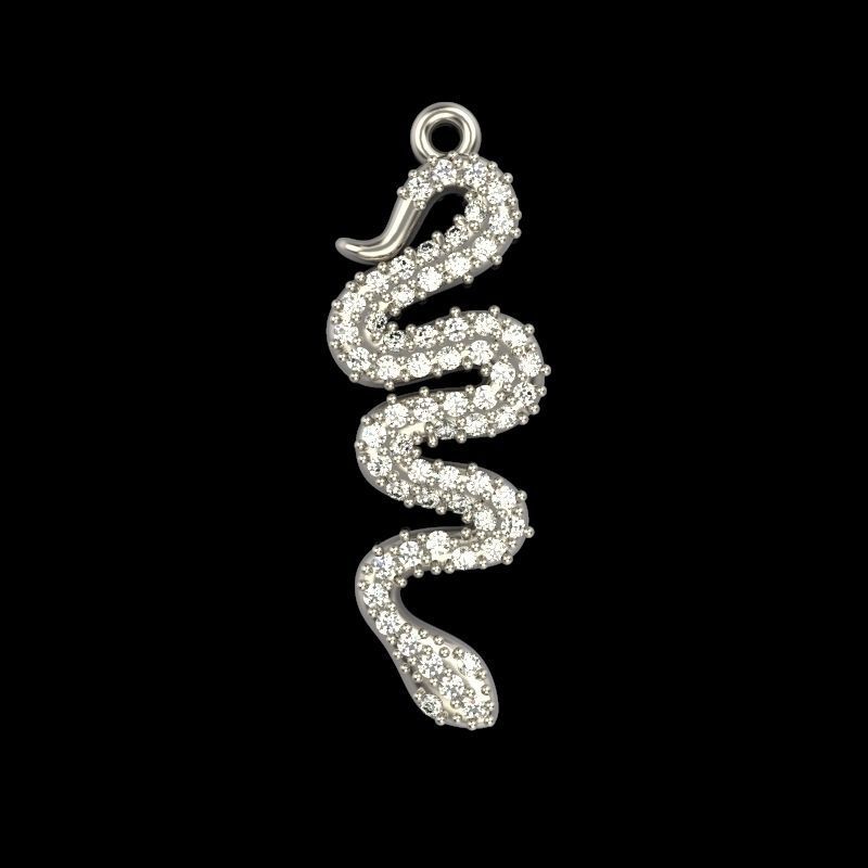 Women Snake Pendant with gems 3dm stl 3D print model 3D print model_2