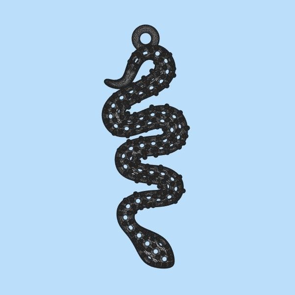 Women Snake Pendant with gems 3dm stl 3D print model 3D print model_35