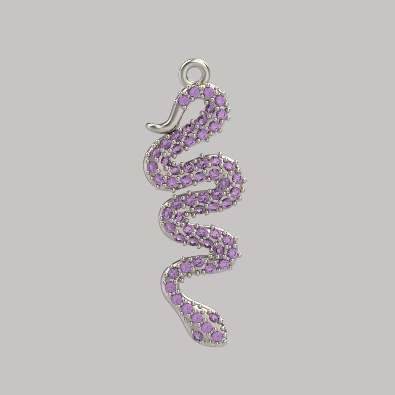 Women Snake Pendant with gems 3dm stl 3D print model 3D print model_17