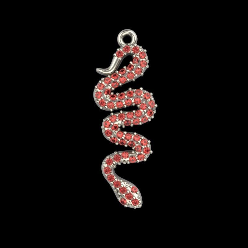Women Snake Pendant with gems 3dm stl 3D print model 3D print model_14