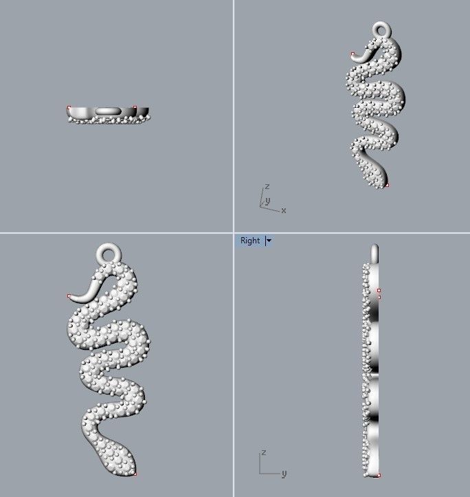 Women Snake Pendant with gems 3dm stl 3D print model 3D print model_28
