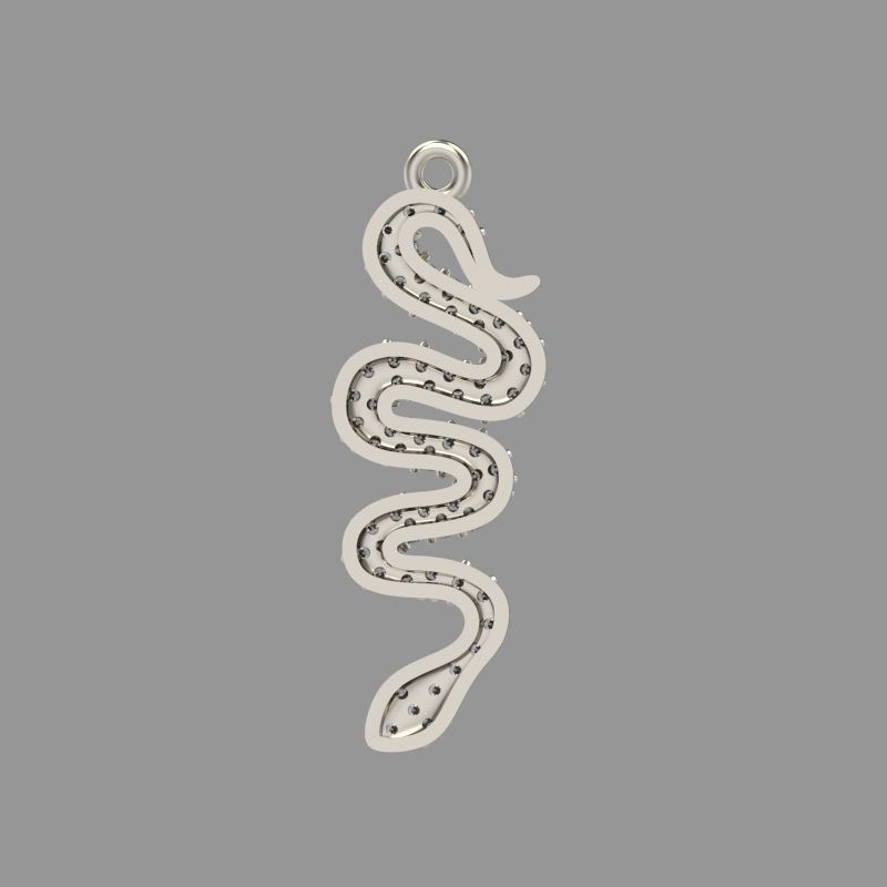 Women Snake Pendant with gems 3dm stl 3D print model 3D print model_11