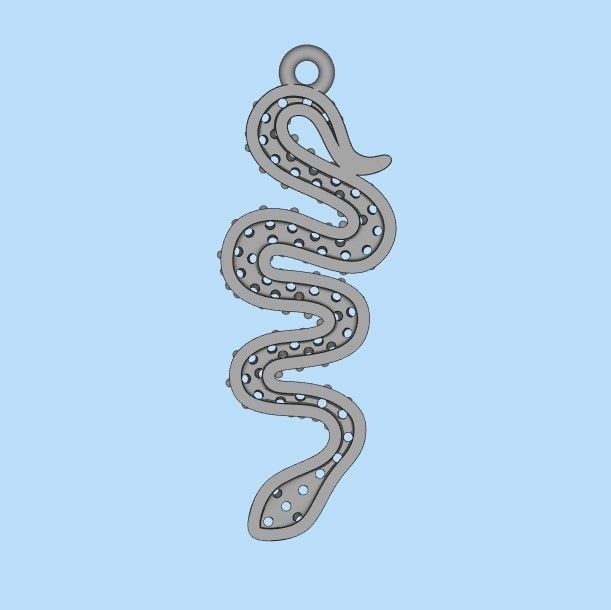 Women Snake Pendant with gems 3dm stl 3D print model 3D print model_36