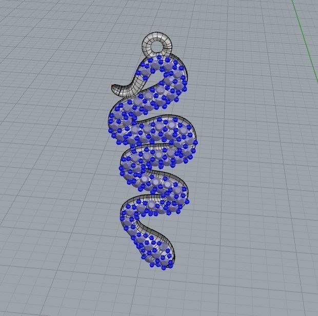 Women Snake Pendant with gems 3dm stl 3D print model 3D print model_29