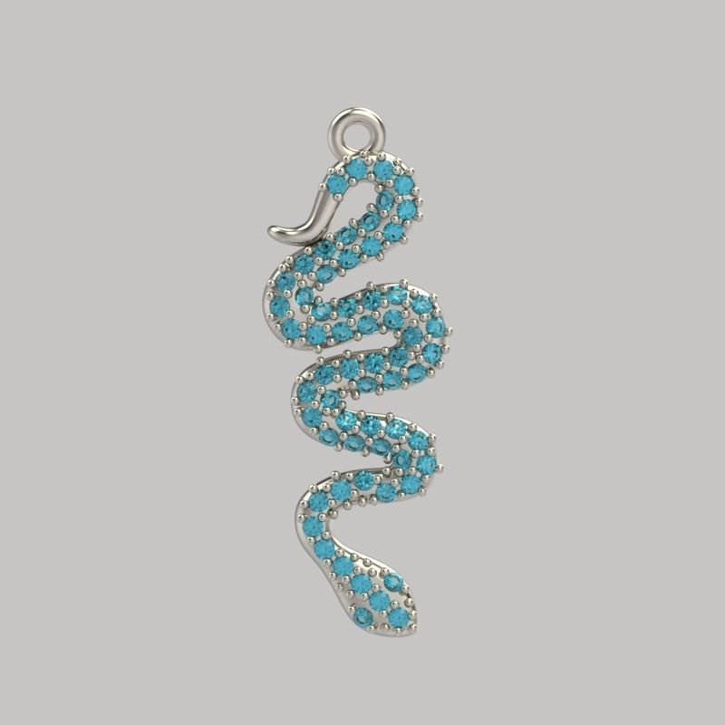 Women Snake Pendant with gems 3dm stl 3D print model 3D print model_21