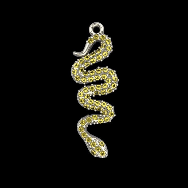 Women Snake Pendant with gems 3dm stl 3D print model 3D print model_12