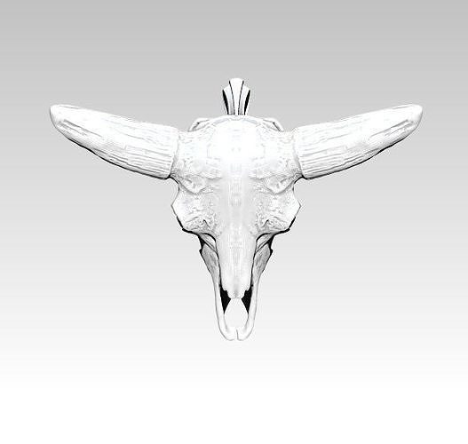 Bison skull pendant necklace jewelry jewel silver 3D print model