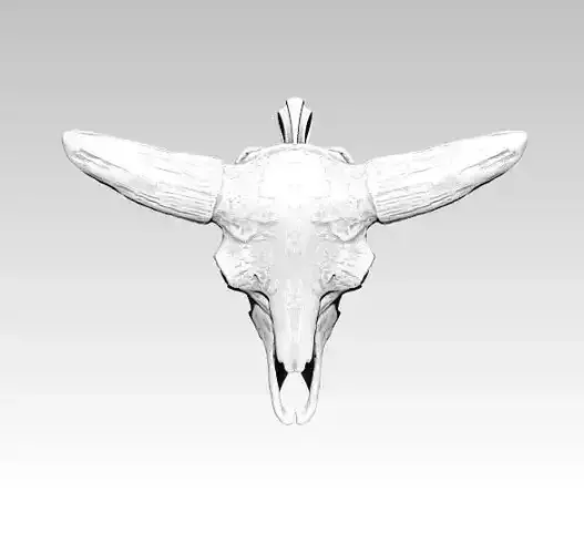 Bison skull pendant necklace jewelry jewel silver 3D print model