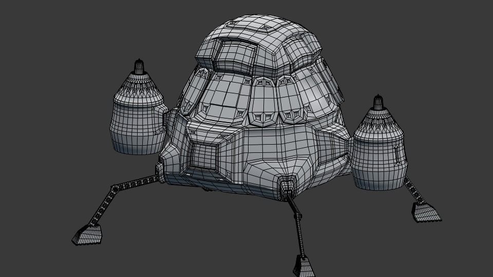 Rigged animated low-poly space-ship Low-poly 3D model_10