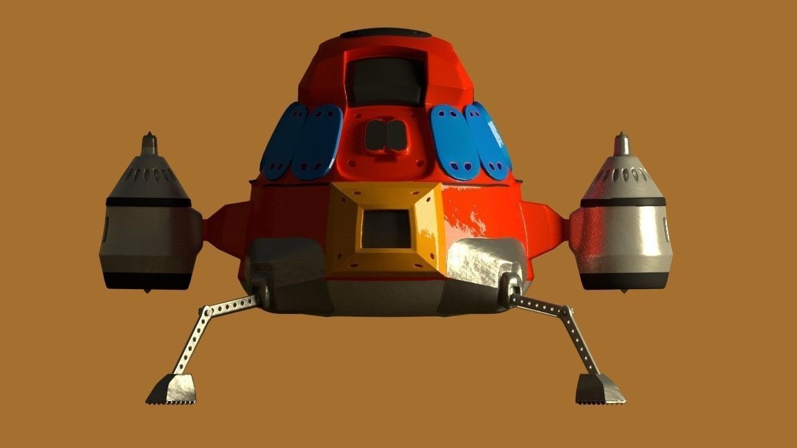 Rigged animated low-poly space-ship Low-poly 3D model_1