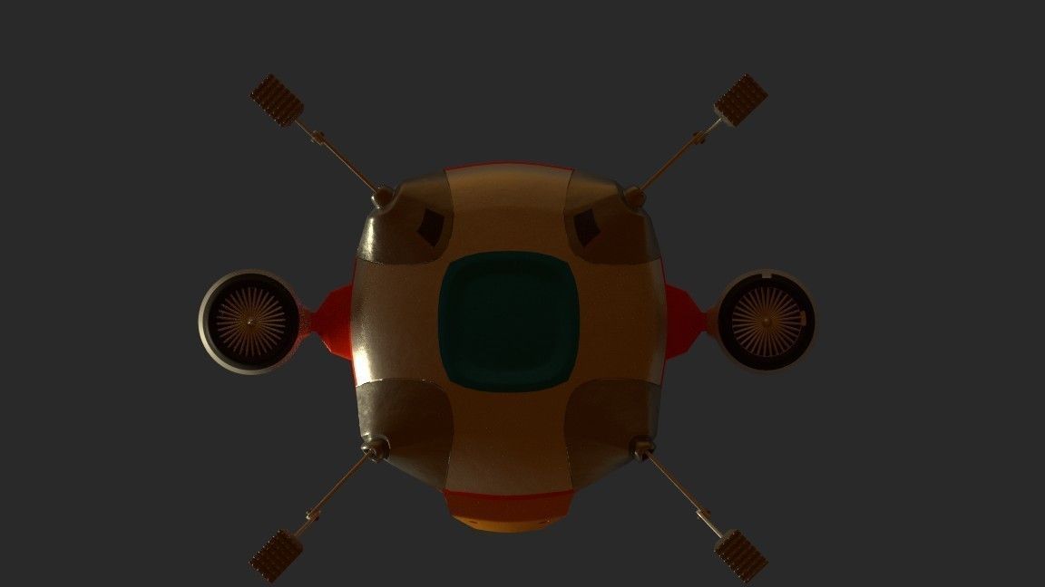 Rigged animated low-poly space-ship Low-poly 3D model_3
