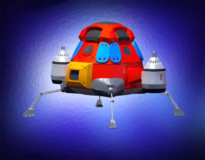 Rigged animated low-poly space-ship Low-poly 3D model_0