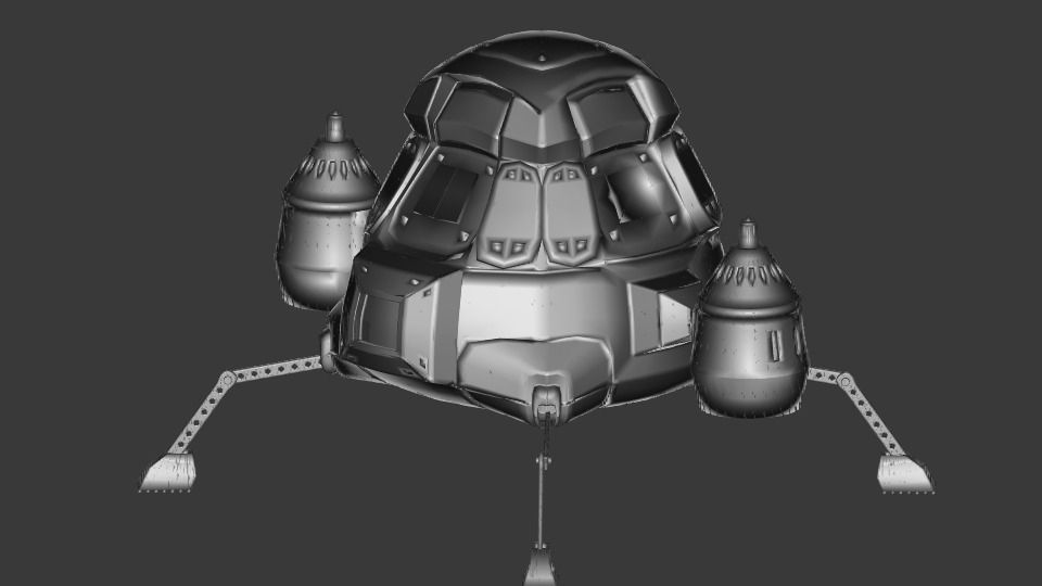 Rigged animated low-poly space-ship Low-poly 3D model_11