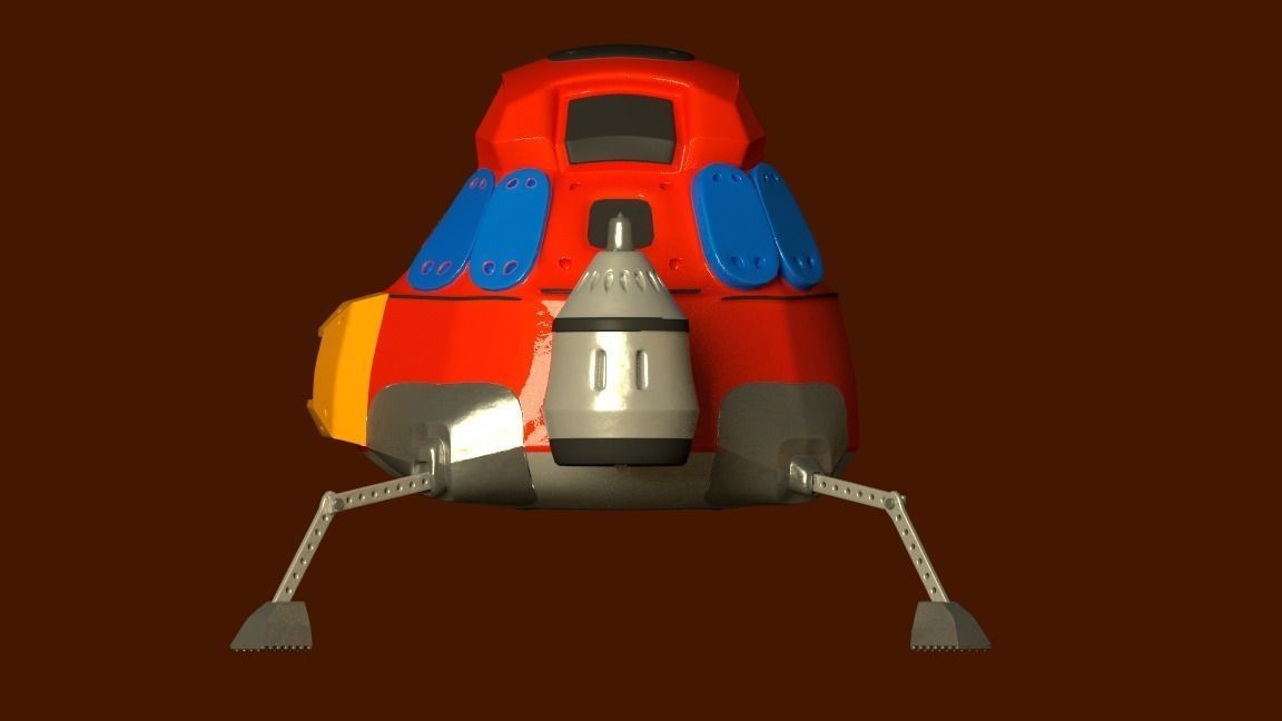 Rigged animated low-poly space-ship Low-poly 3D model_2
