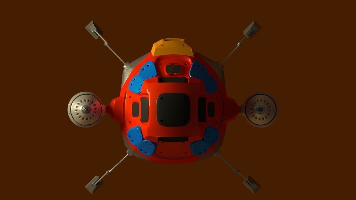 Rigged animated low-poly space-ship Low-poly 3D model_4