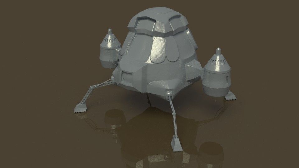 Rigged animated low-poly space-ship Low-poly 3D model_5