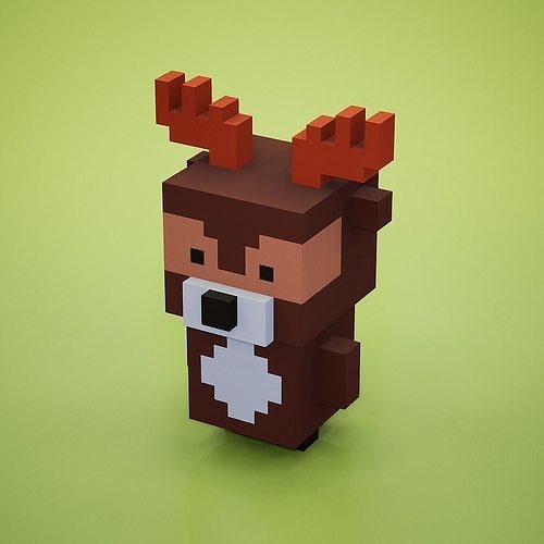 Voxel - Deer Low-poly 3D model