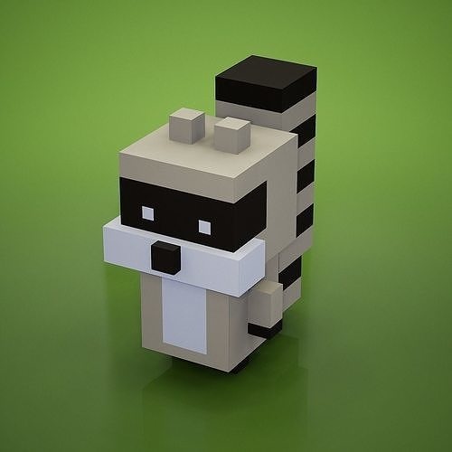 Voxel - Racoon Low-poly 3D model