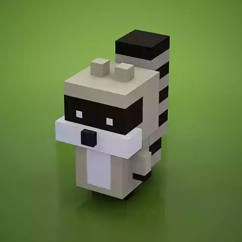 Voxel - Racoon Low-poly 3D model
