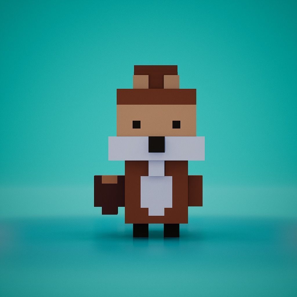 Voxel - Squirrel Low-poly 3D model_2
