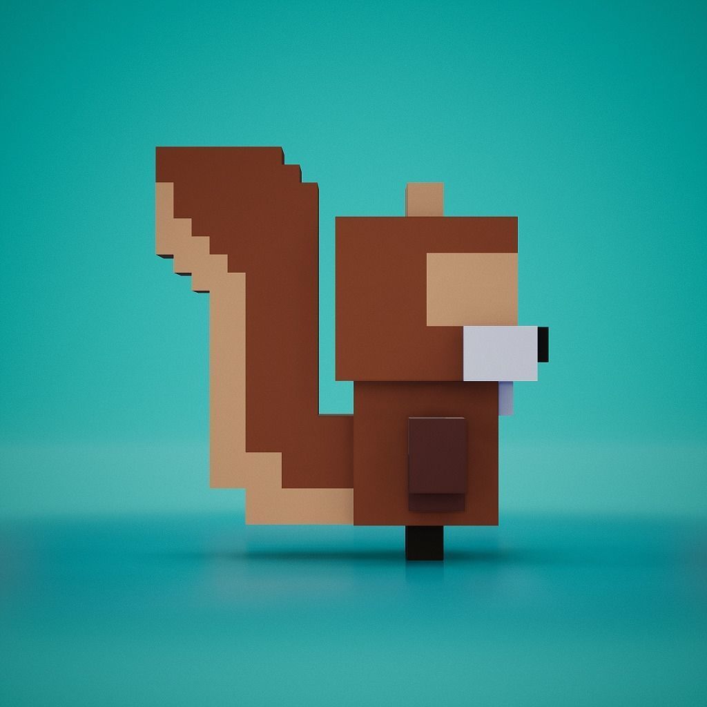 Voxel - Squirrel Low-poly 3D model_4
