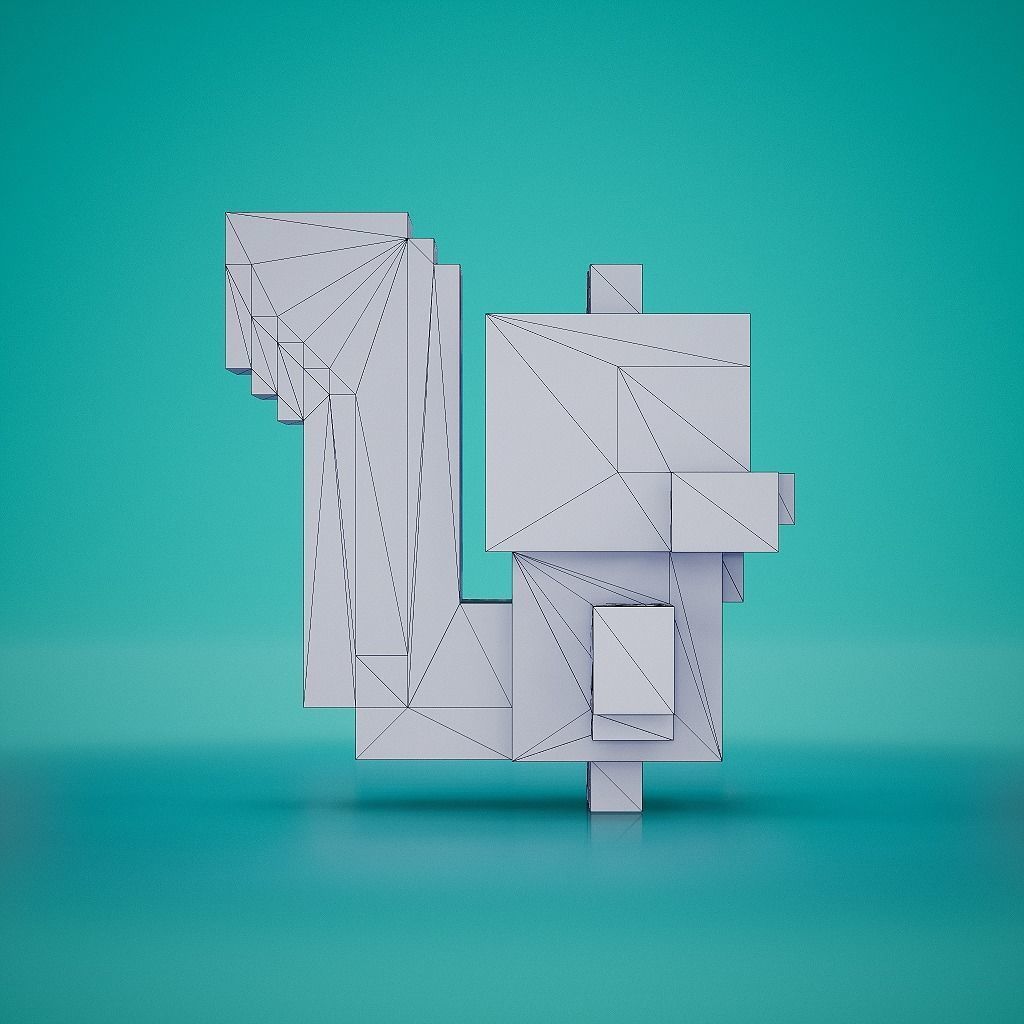 Voxel - Squirrel Low-poly 3D model_10