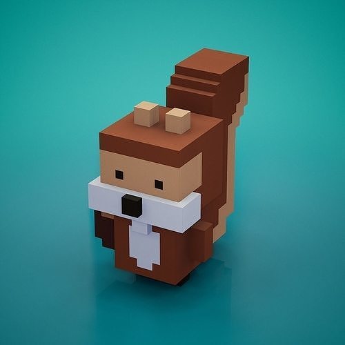 Voxel - Squirrel Low-poly 3D model