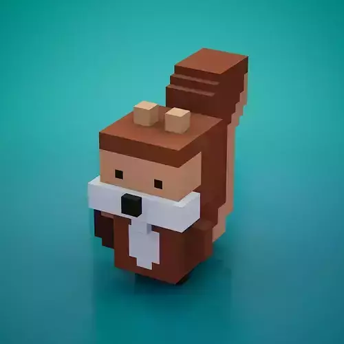 Voxel - Squirrel Low-poly 3D model