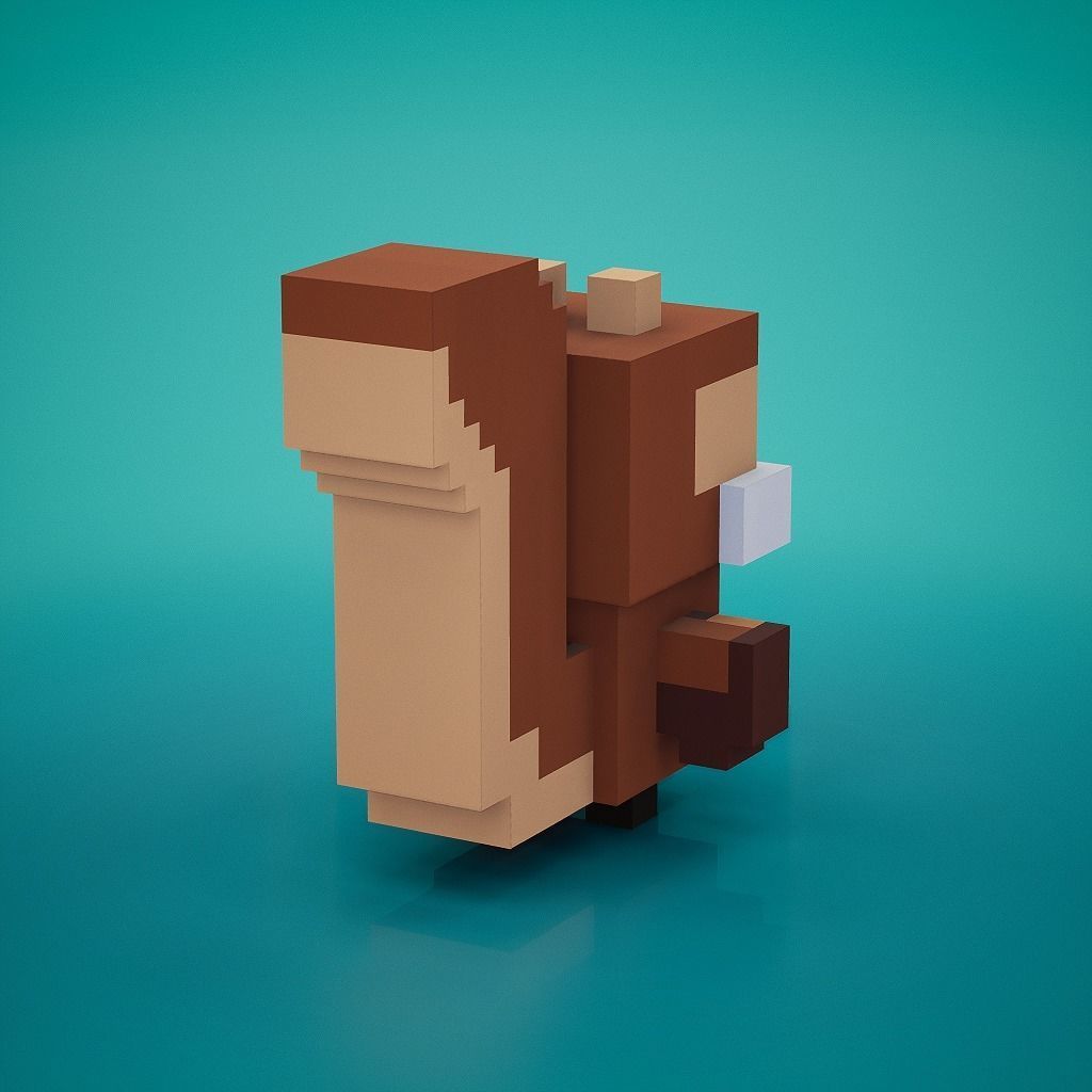 Voxel - Squirrel Low-poly 3D model_1