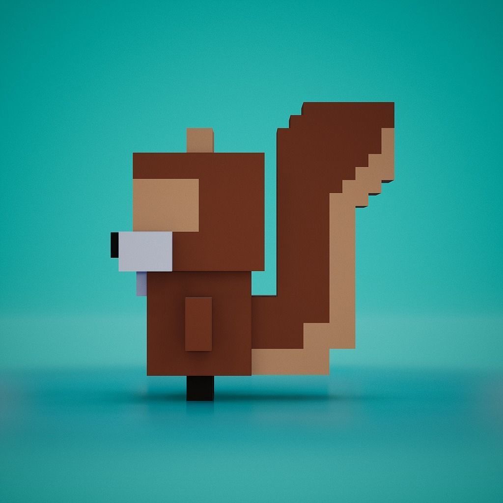 Voxel - Squirrel Low-poly 3D model_5