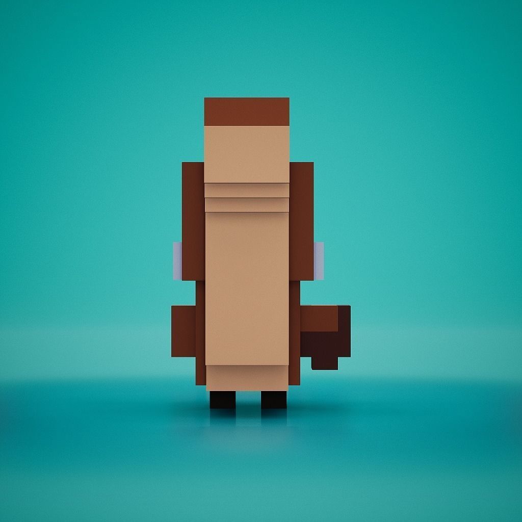 Voxel - Squirrel Low-poly 3D model_3