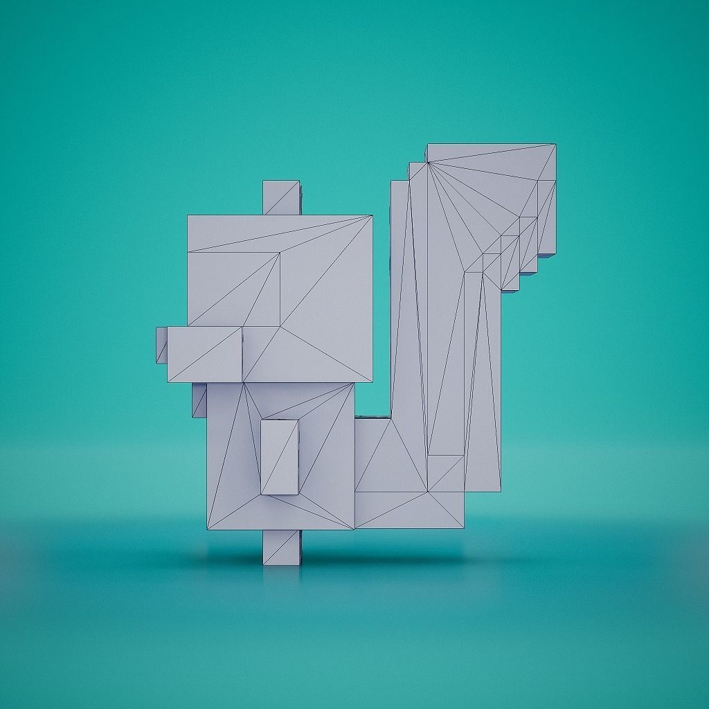 Voxel - Squirrel Low-poly 3D model_11