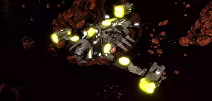 Kings - Heavy Fighter Ship - Updated Low-poly 3D model