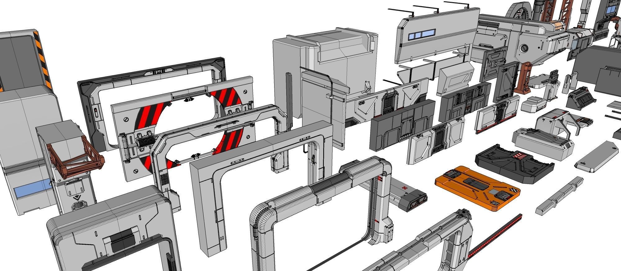 Sci-Fi architecture Elements collection 15 3D model_46
