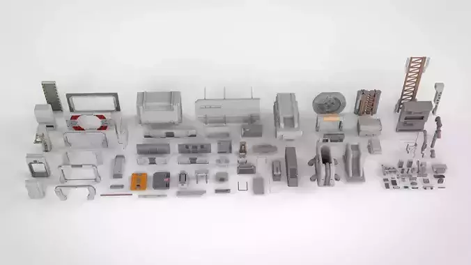 Sci-Fi architecture Elements collection 15 3D model