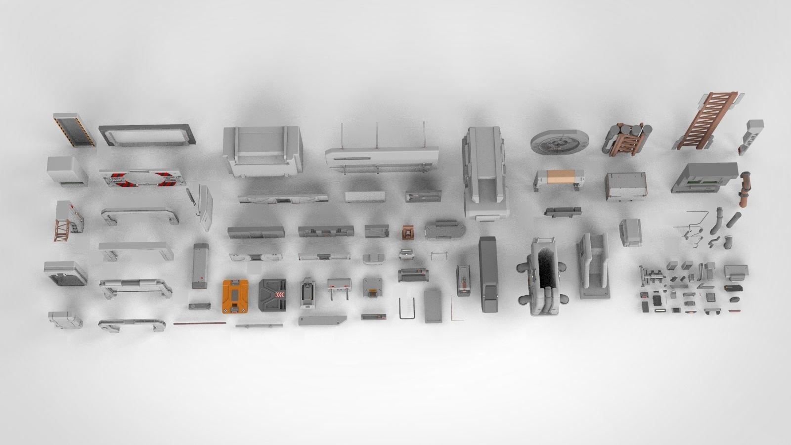 Sci-Fi architecture Elements collection 15 3D model_1