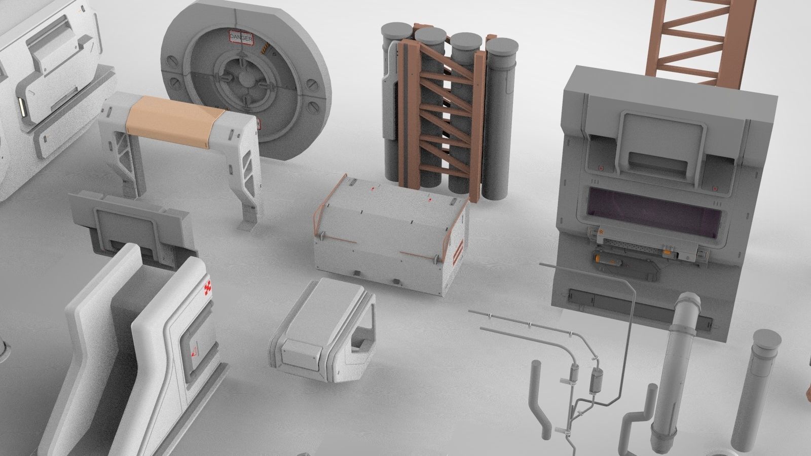 Sci-Fi architecture Elements collection 15 3D model_16